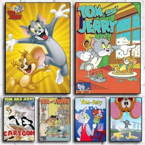 Cartoon T-tom And J-jerry DIY Sticky Poster Whitepaper Prints Posters Artwork Vintage Decorative Painting