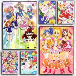Anime Aikatsu Vintage Posters Sticky Retro Kraft Paper Sticker DIY Room Bar Cafe Kawaii Room Decor