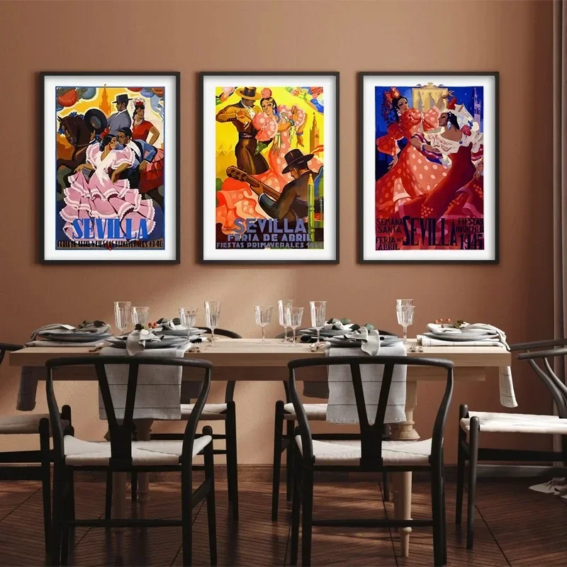 Vintage Seville Travel Poster Vintage Traveling of Seville Wall Art Canvas Painting Souvenirs Art Prints Wall Home Decoration - Image 3