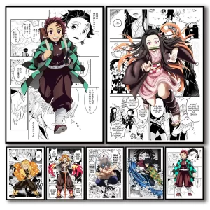 Japan Anime Figure Demon Slayer Picture Art Home Decor Canvas Painting Poster For Living Kids Room Sofa Wall Decoration Posters