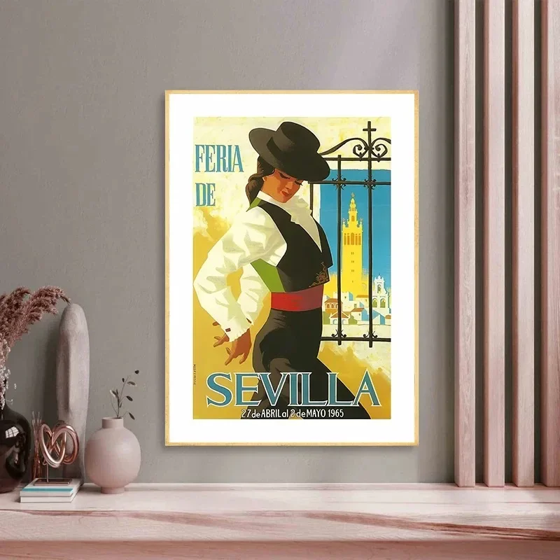 Vintage Seville Travel Poster Vintage Traveling of Seville Wall Art Canvas Painting Souvenirs Art Prints Wall Home Decoration - Image 2