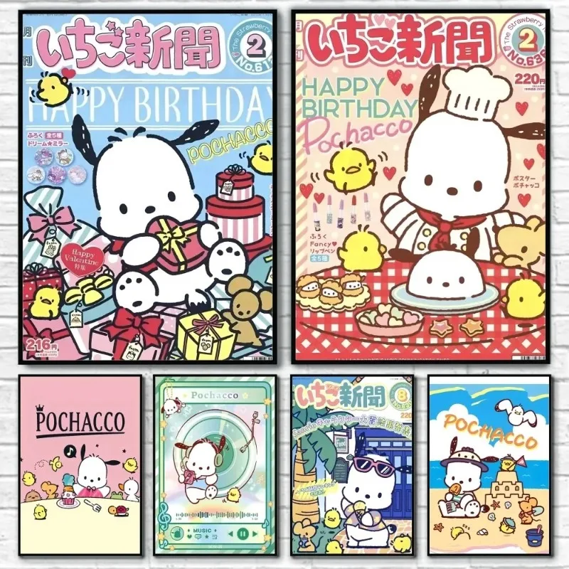 Pochacco Cute Anime Dog Poster Sticky Wall Art Printing Waterproof Home Living Bed Room Bar Hallway Aesthetic Decor