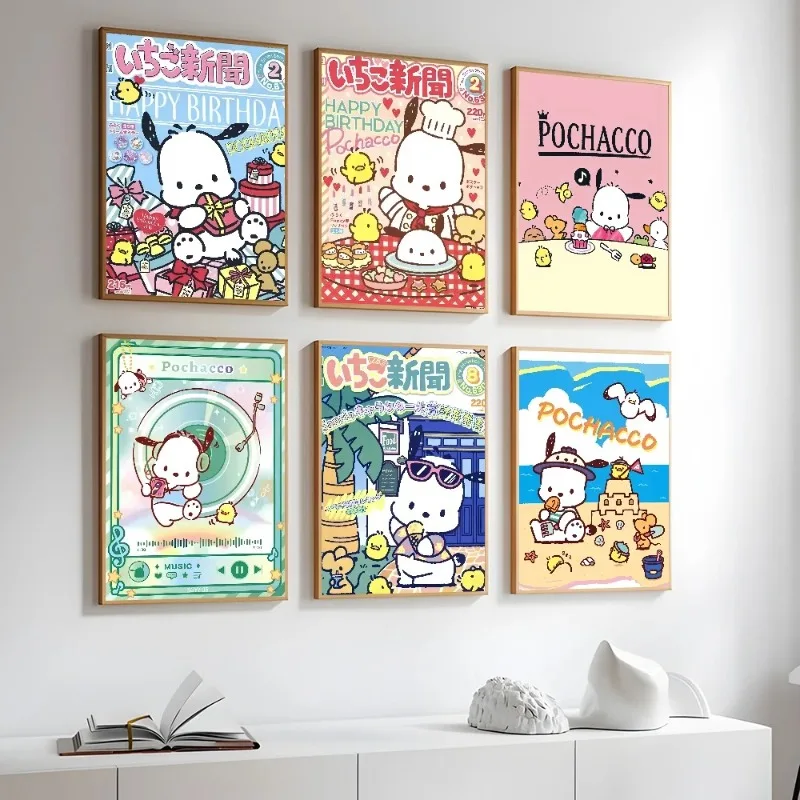 Pochacco Cute Anime Dog Poster Sticky Wall Art Printing Waterproof Home Living Bed Room Bar Hallway Aesthetic Decor - Image 2