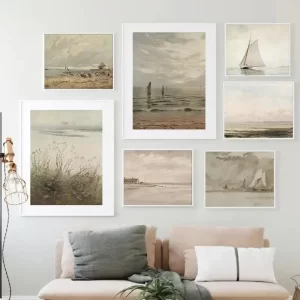 Vintage Seascape Canvas Painting Poster Coastal Nautical Wall Decor Perfect for Summer Garden Art Prints Home Decor