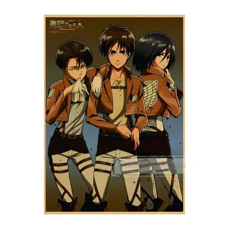 High Quality Vintage Japanese Anime Attack on Titan Retro Poster Shingeki No Kyojin Kraft Paper Art Print Wall Canvas for Home - Image 2