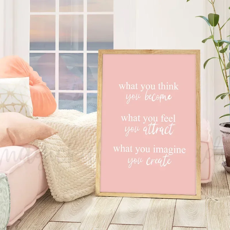 Inspirational Wall Art Women Pink Desk Decor Poster Quotes about Life Gallery Wall Canvas Painting Bedroom Living Room Wall Art - Image 5